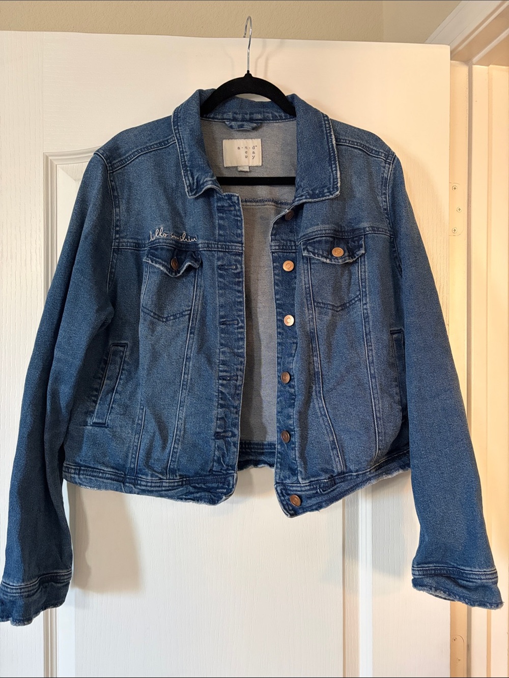 a new day Blue Denim Jean Jacket with Button Front